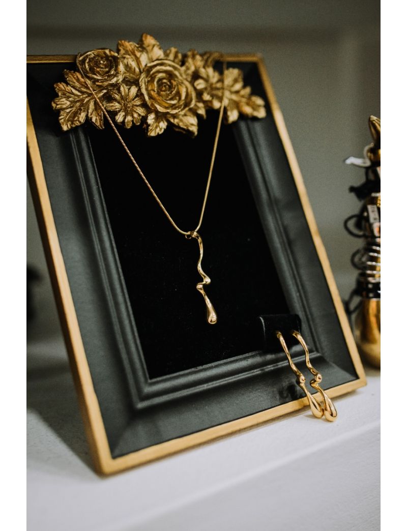 Conjunto Colar & Brincos Gota Fluída